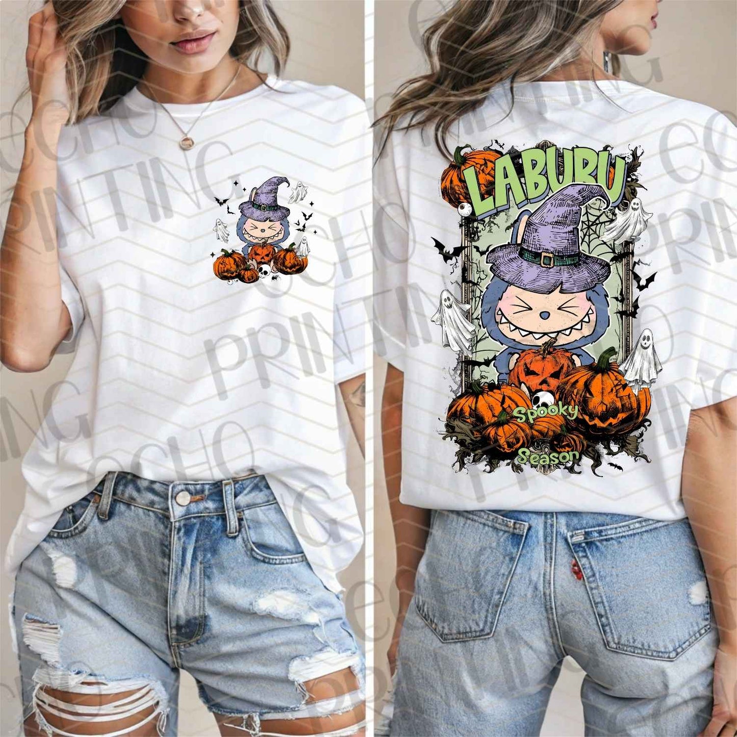 HLW 672 – CUTIE GHOST WITH PUMPKINS | POCKET & BACK SOLD SEPERATELY