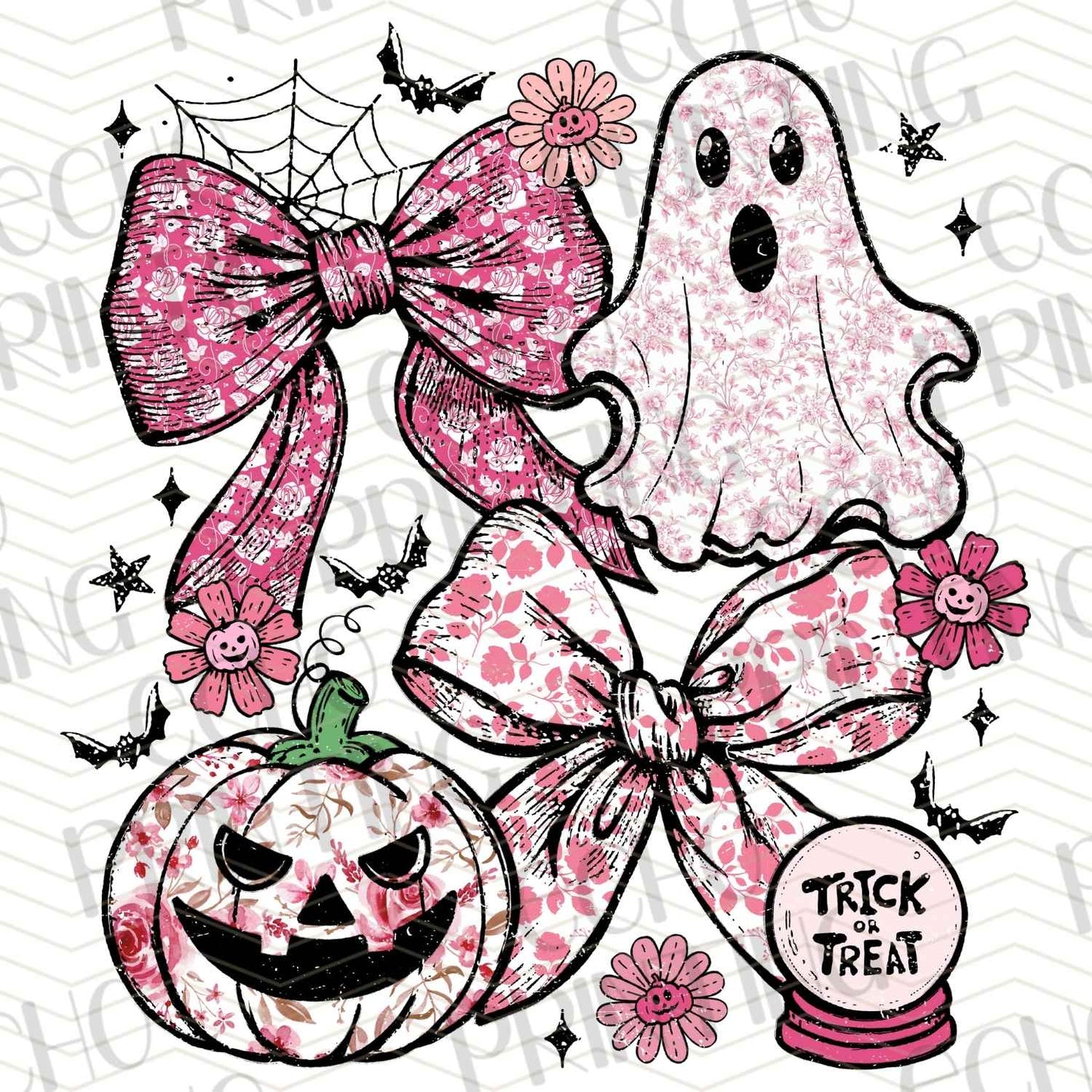 HLW 721 – GHOST WITH BOWS PUMPKINS