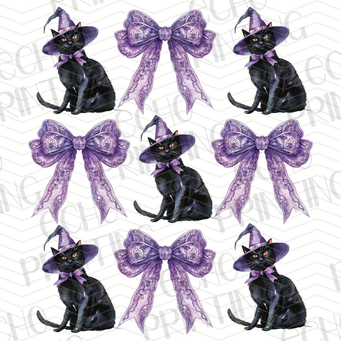 HLW 76 - CUTE WITCH CAT BOW PATTERN