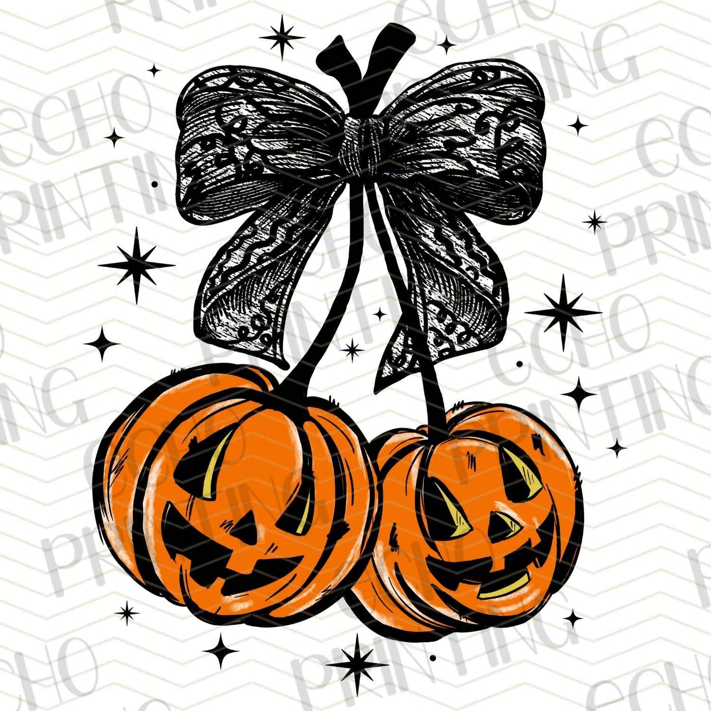 HLW 789 – BLACK BOW WITH PUMPKIN JACK-O-LANTERNS