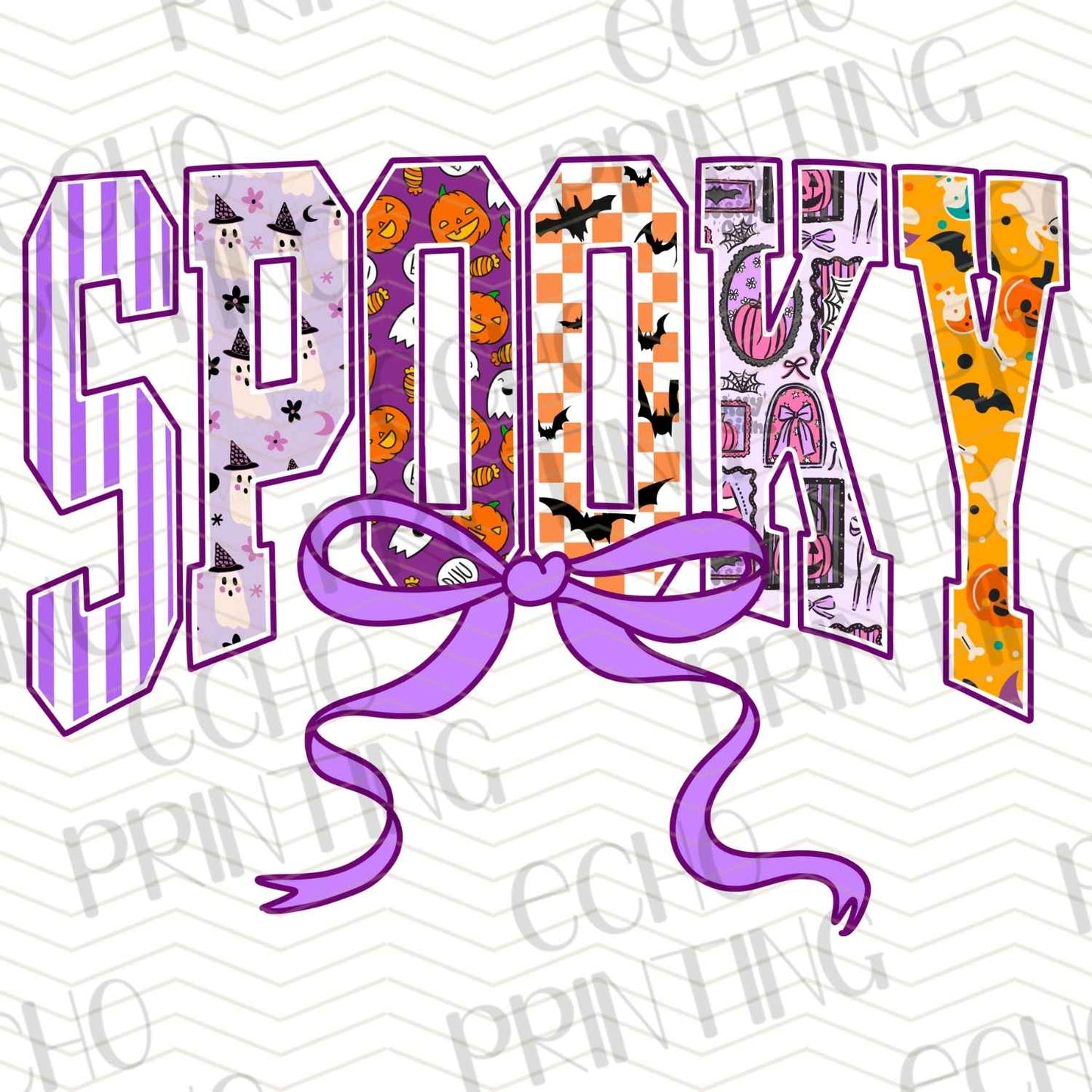 HLW 799 – PURPLE RIBBON HALLOWEEN SPOOKY TEXT