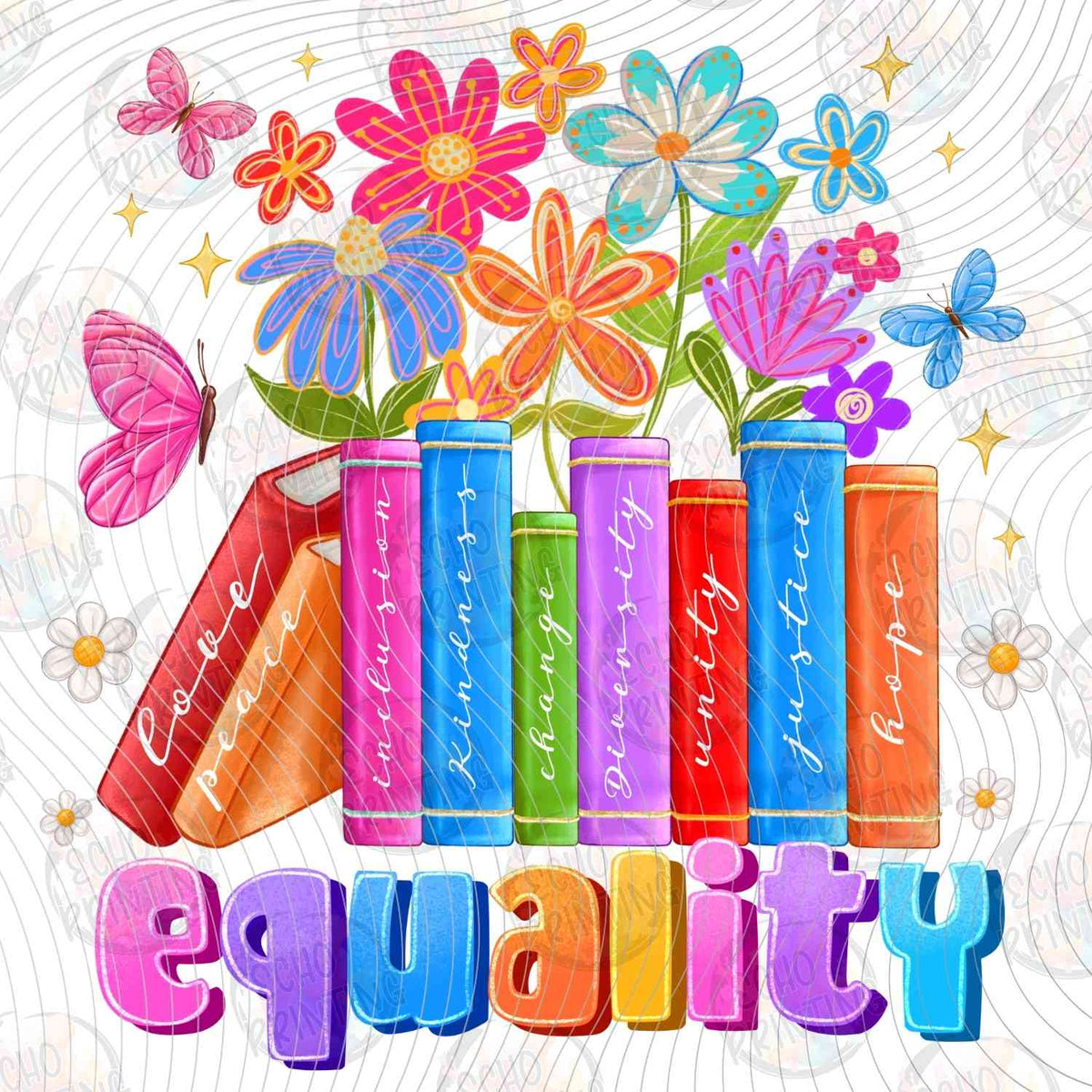 HMRG 7 - EQUALITY COLORFUL BOOKS AND FLOWERS