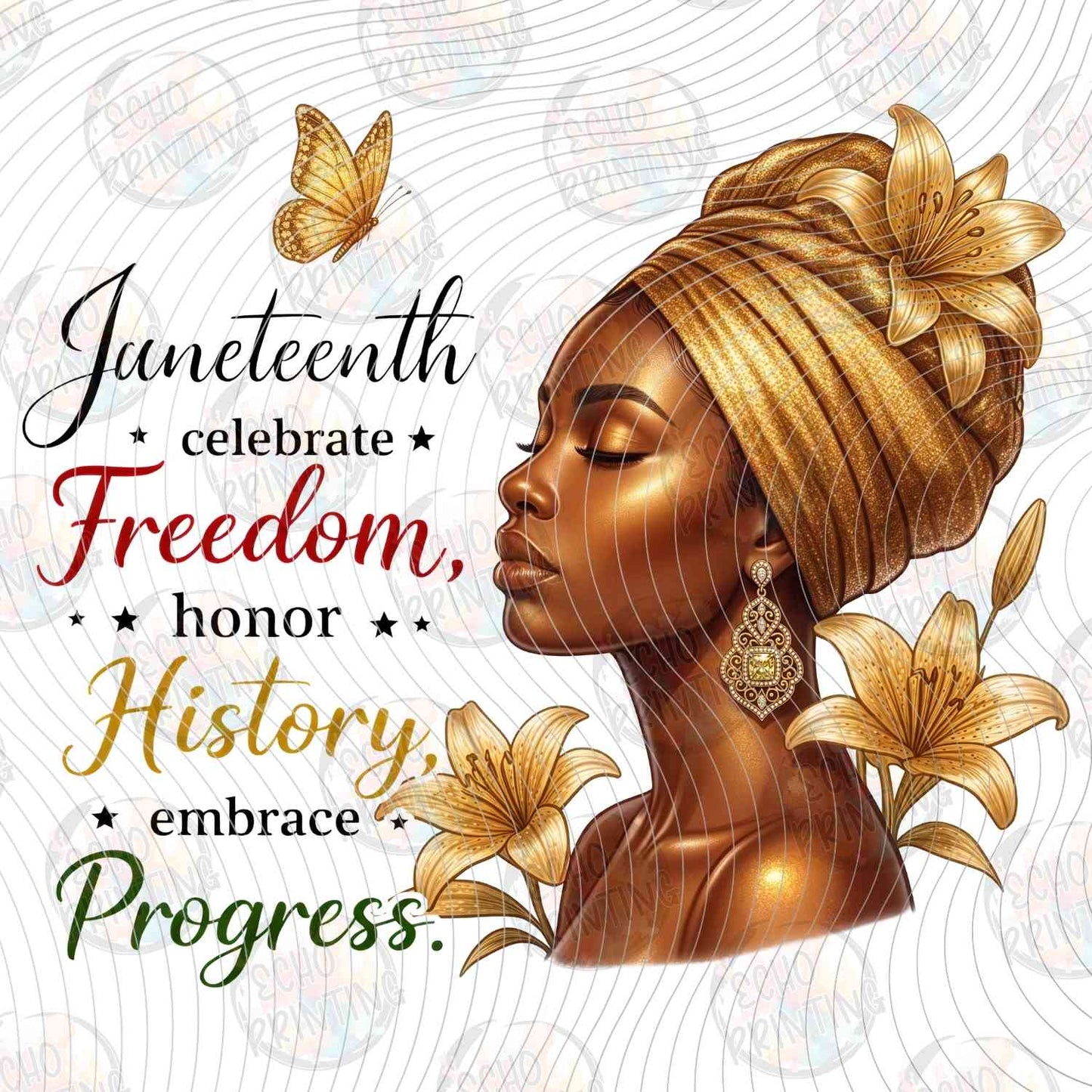 JNTHG 30 - JUNETEENTH FREEDOM WOMAN GOLD HEADWRAP