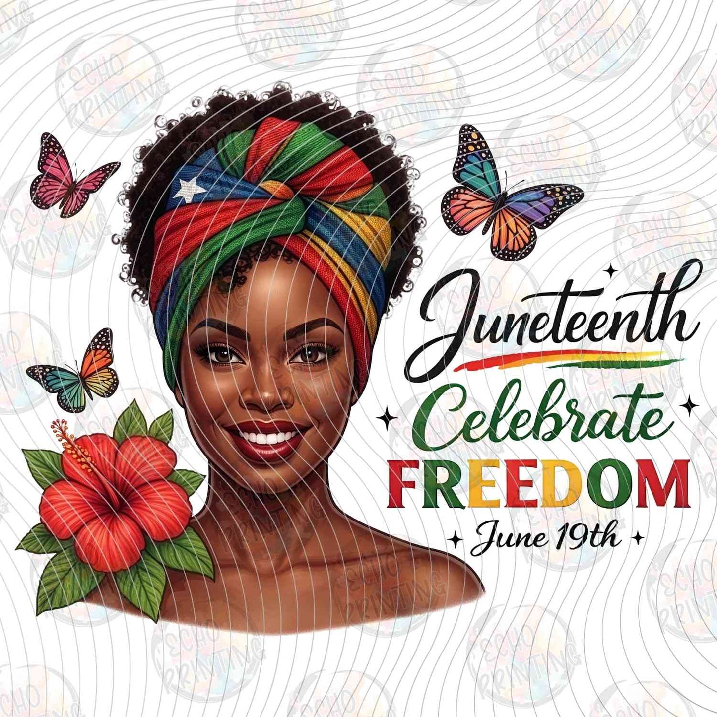 JNTHG 32 - JUNETEENTH FREEDOM WOMAN RED HEADWRAP