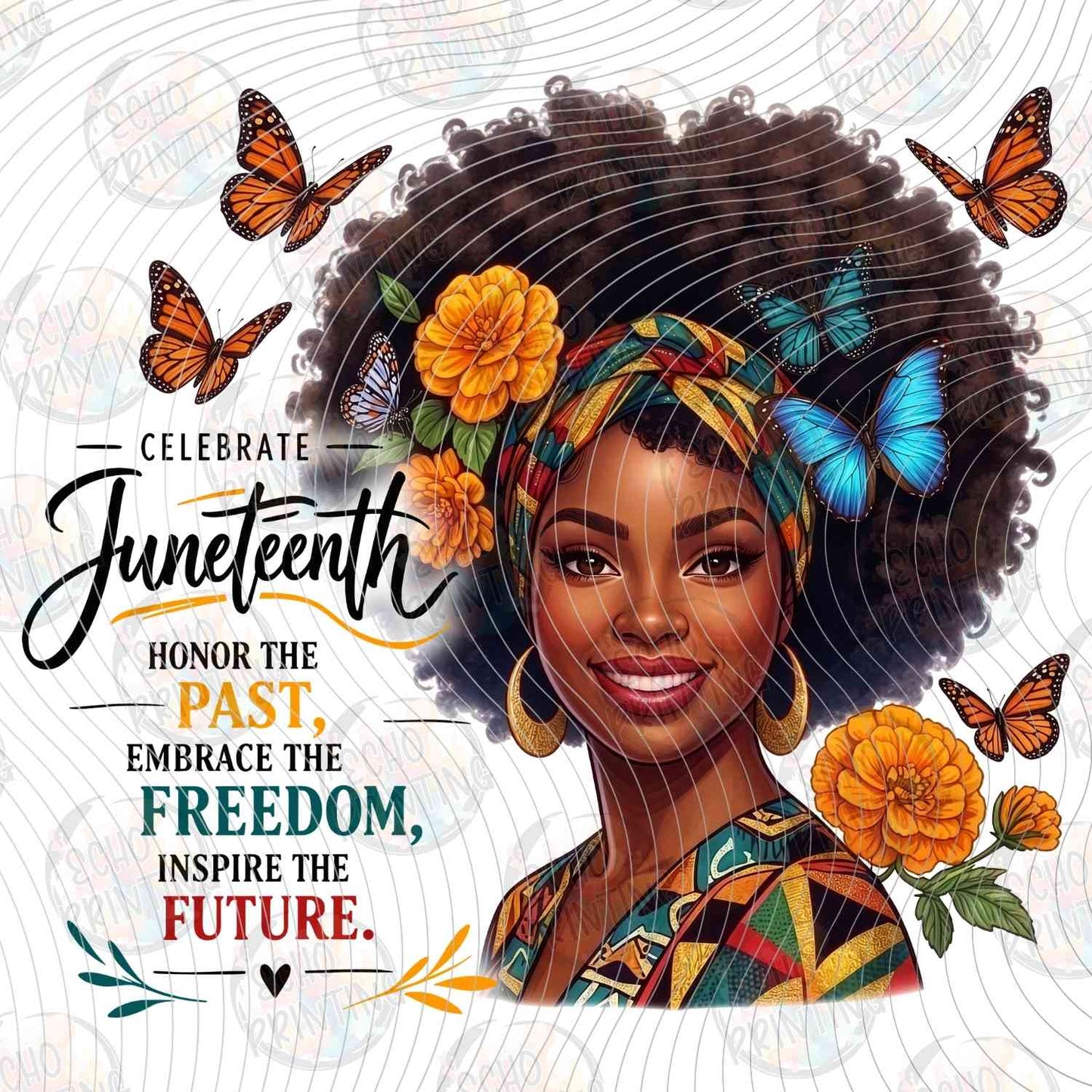 JNTHG 34 - JUNETEENTH FREEDOM WOMAN BUTTERFLIES