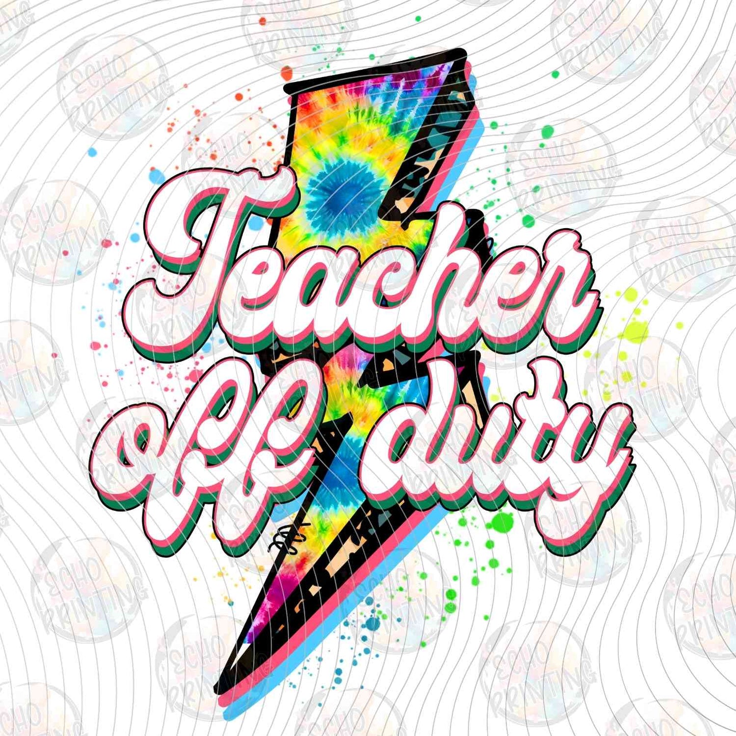 LDOS 101 - TEACHER OFF DUTY TIE DYE LIGHTNING BOLT