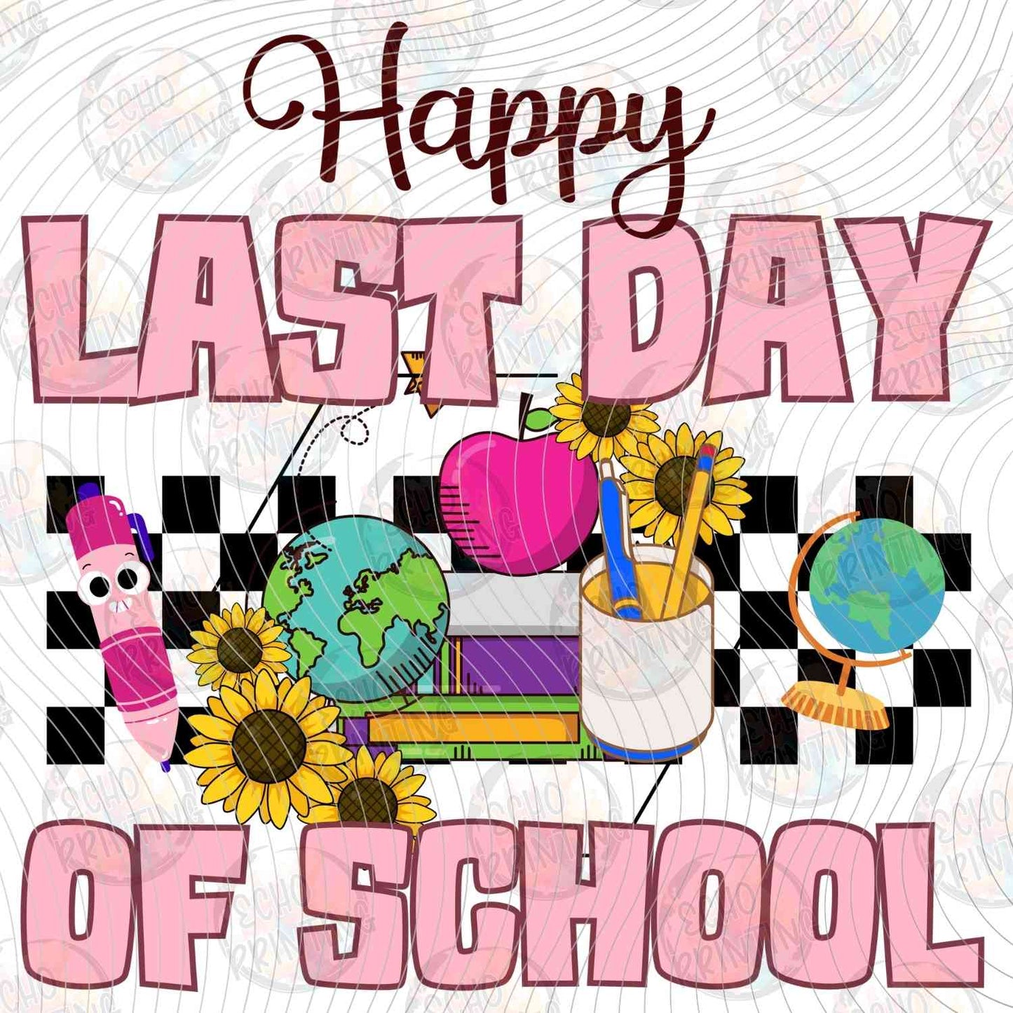 LDOS 23 - HAPPY LAST DAY OF SCHOOL CHECKERED ICON