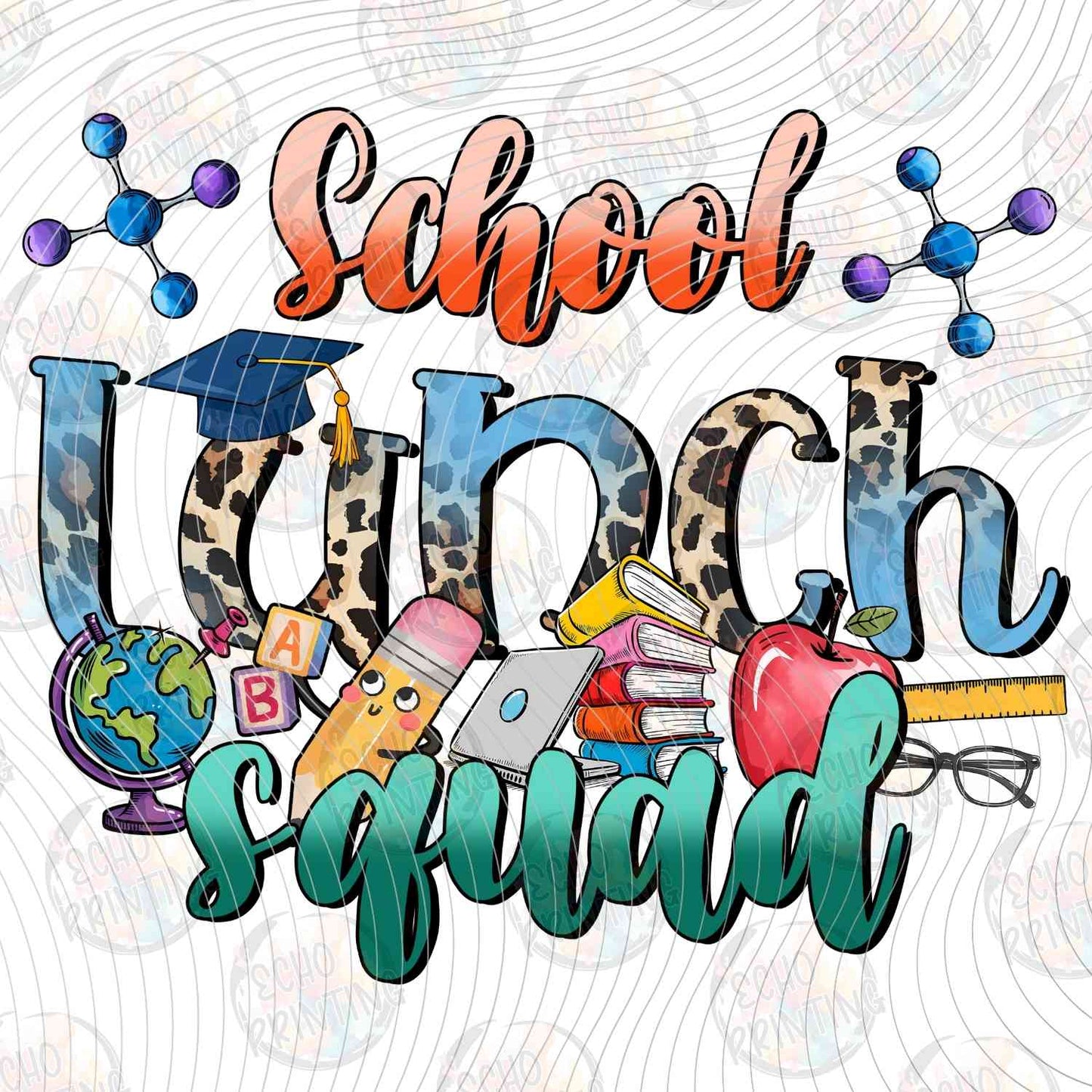 LNDG 40 - SCHOOL LUNCH SQUAD BLUE LETTERS WITH TRAY
