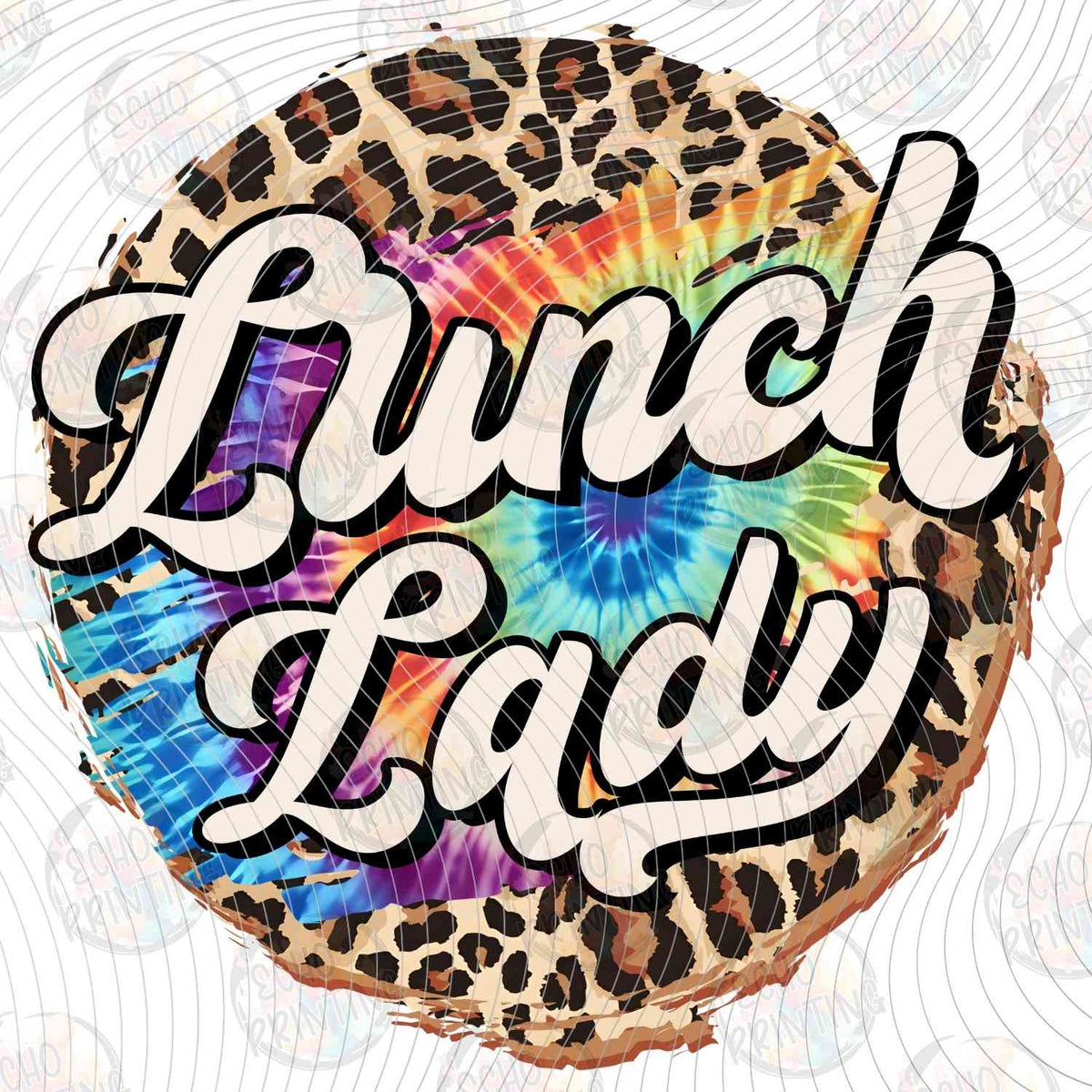 LNDG 45 - LUNCH LADY TIE DYE AND LEOPARD CIRCLE