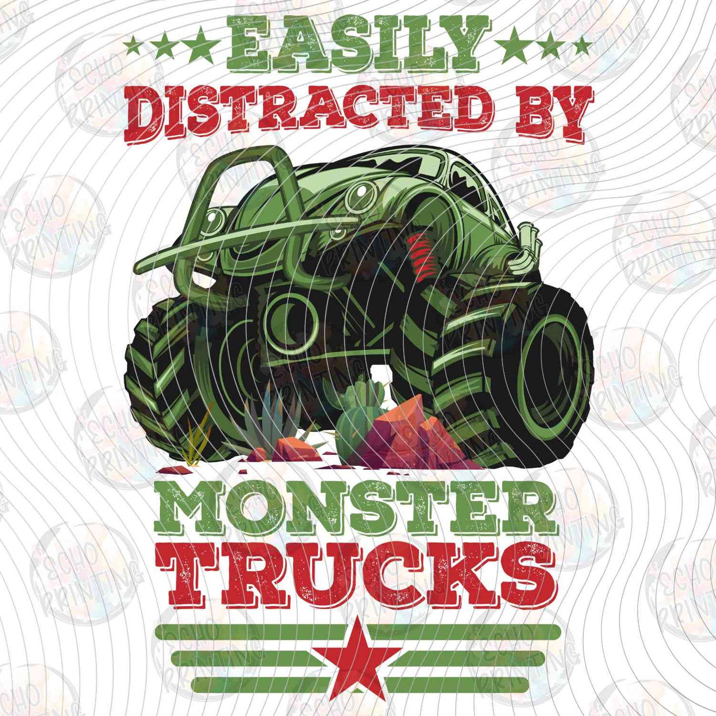 MRJ 10 - EASILY DISTRACTED BY MONSTER TRUCKS GREEN