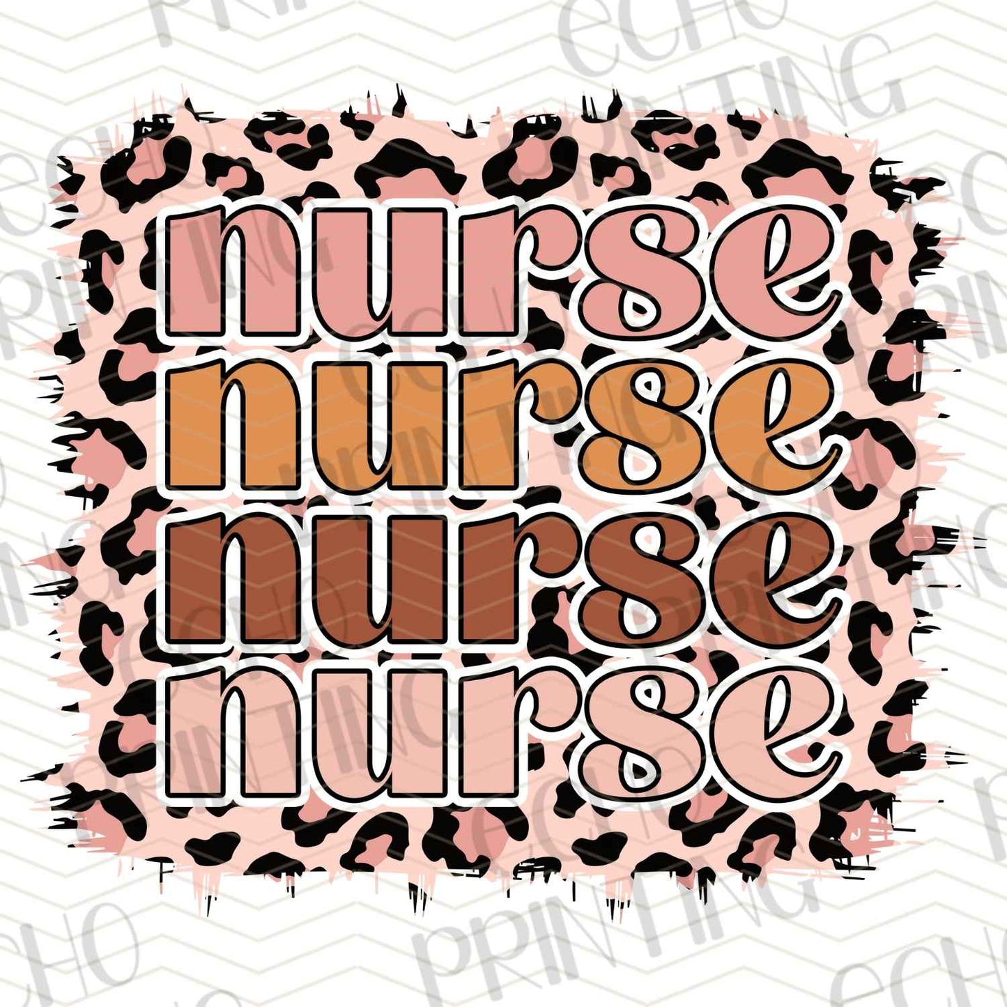 NRS113 - STACKED LEOPARD NURSE TEXT