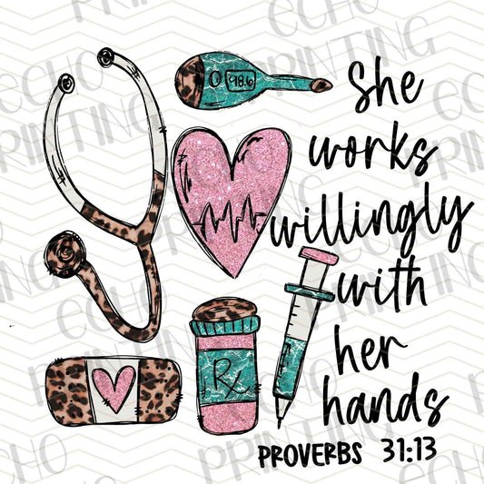 NRS154 - SHE WORKS WILLINGLY WITH HER HANDS