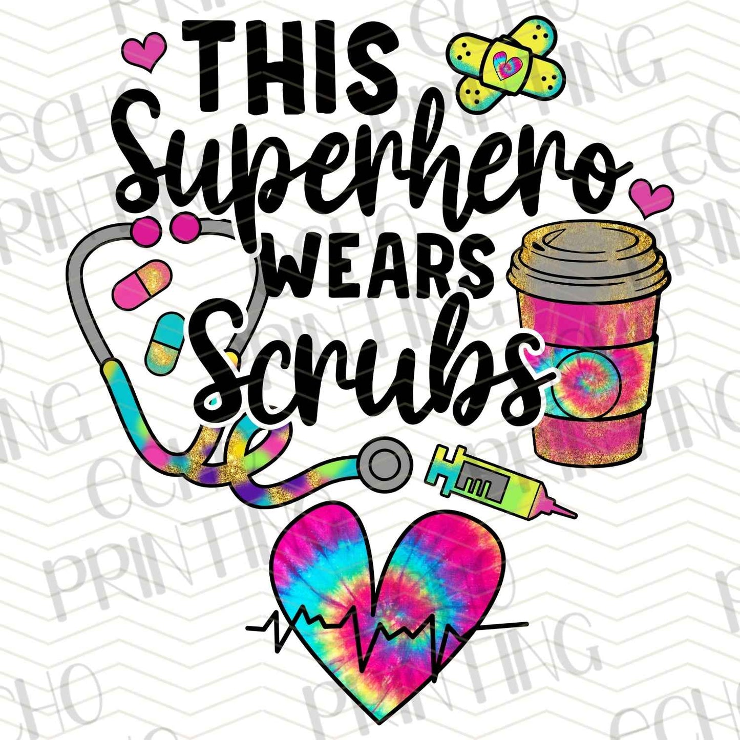 NRS 191 - THIS SUPERHERO WEARS SCRUBS RAINBOW HEART