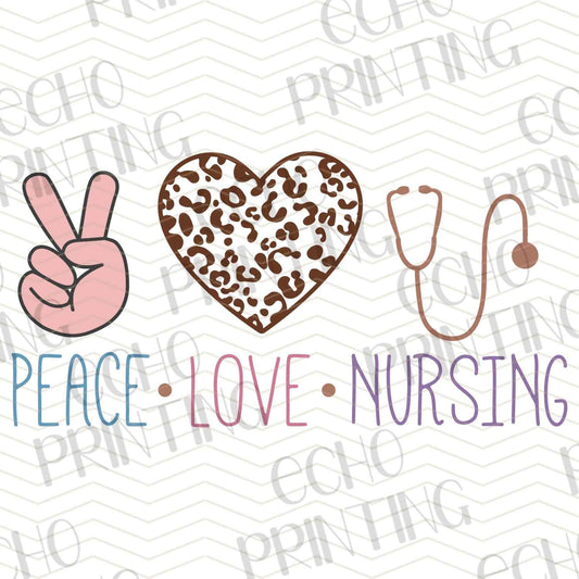 NRS 210 - PEACE LOVE NURSING HEART LEOPARD