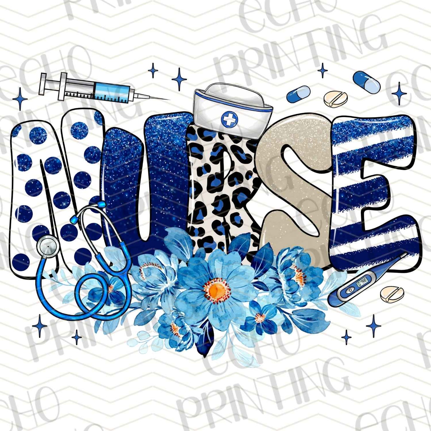 NRS 226 - NURSE ICONS AND BLUE BRUSH STROKES