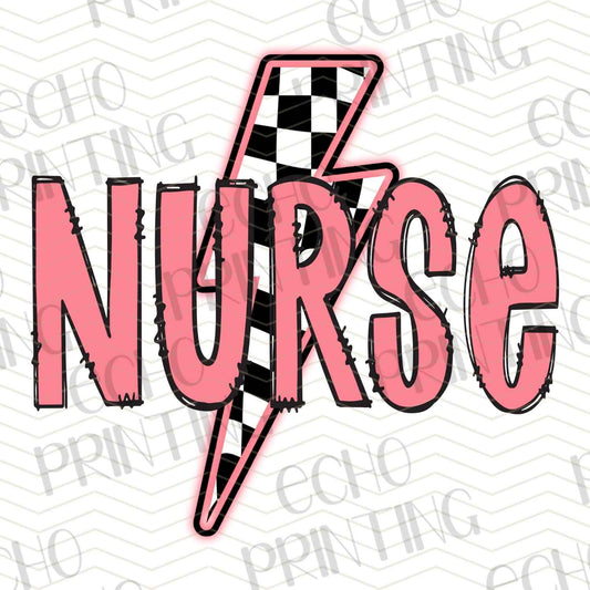 NRS 95 - NURSE CHECKERED PINK LIGHTNING