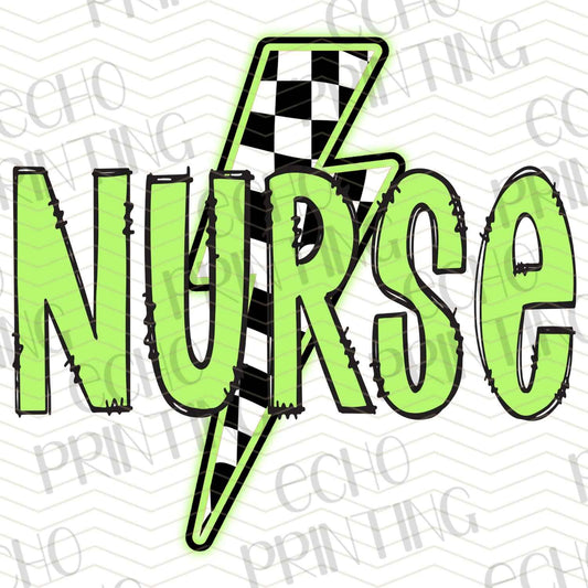 NRS 96 - NURSE CHECKERED GREEN LIGHTNING