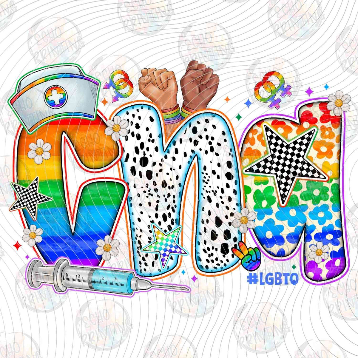 PRDG 15 - CNA MEDICAL LETTERS RAINBOW LEOPARD WHITE