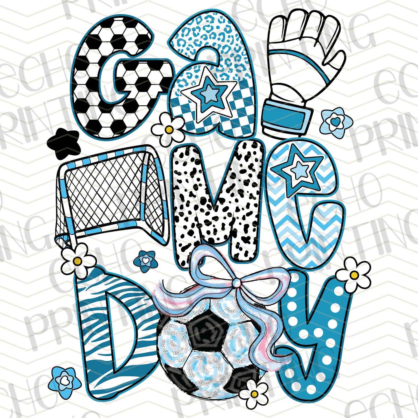 SCRG 17 - GAME DAY COLLAGE BLUE DOODLE