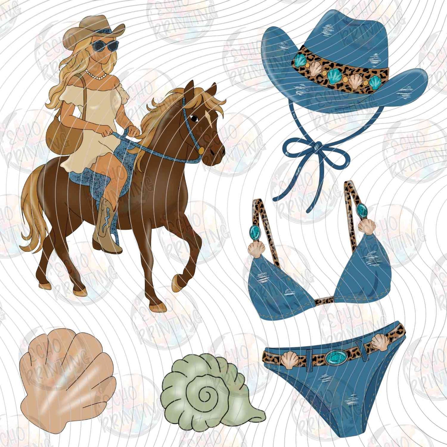 SMRG 751 - BEACH COWGIRL HORSE RIDING