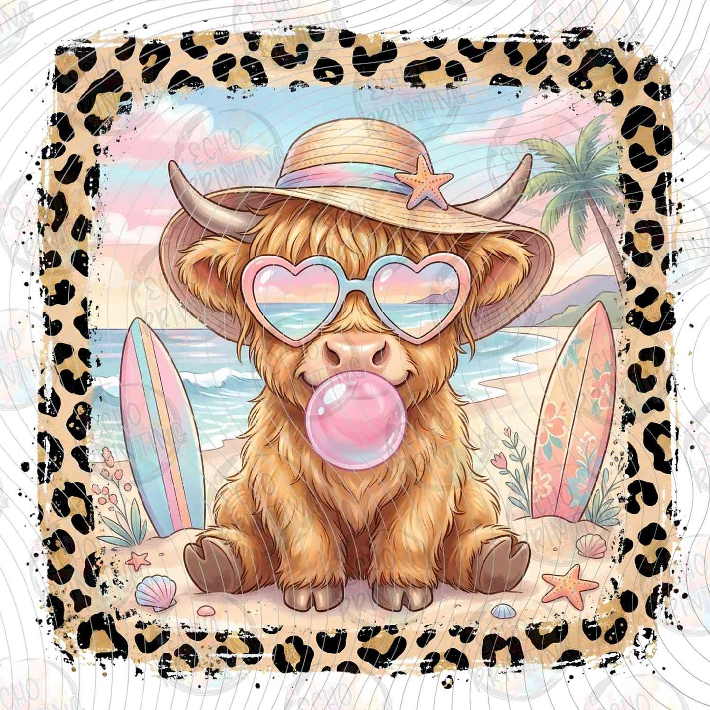 SMRG 812 - LEOPARD FRAME HIGHLAND COW SUMMER