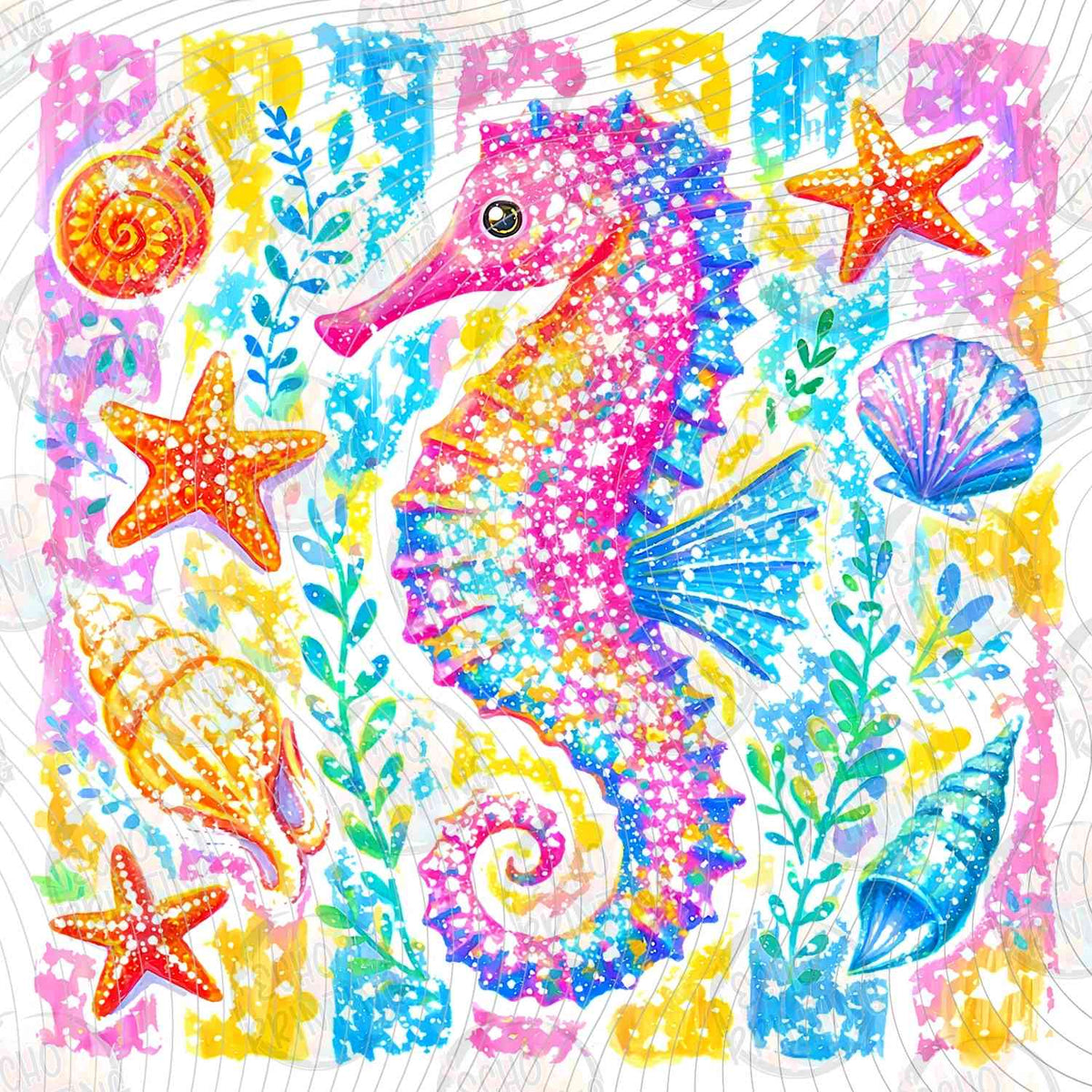 SMRG 896 - TROPICAL SEAHORSE WITH SEASHELLS