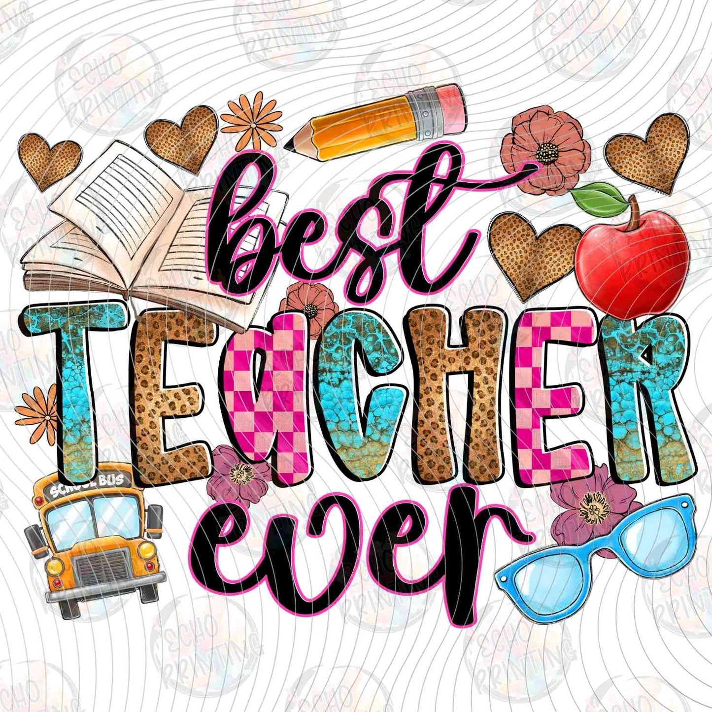 EDCTR 435 - BEST TEACHER EVER WITH RED APPLE