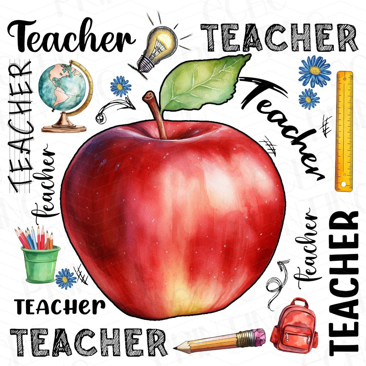 TCHR 48 – APPLE WITH REPEATED TEACHER TEXT