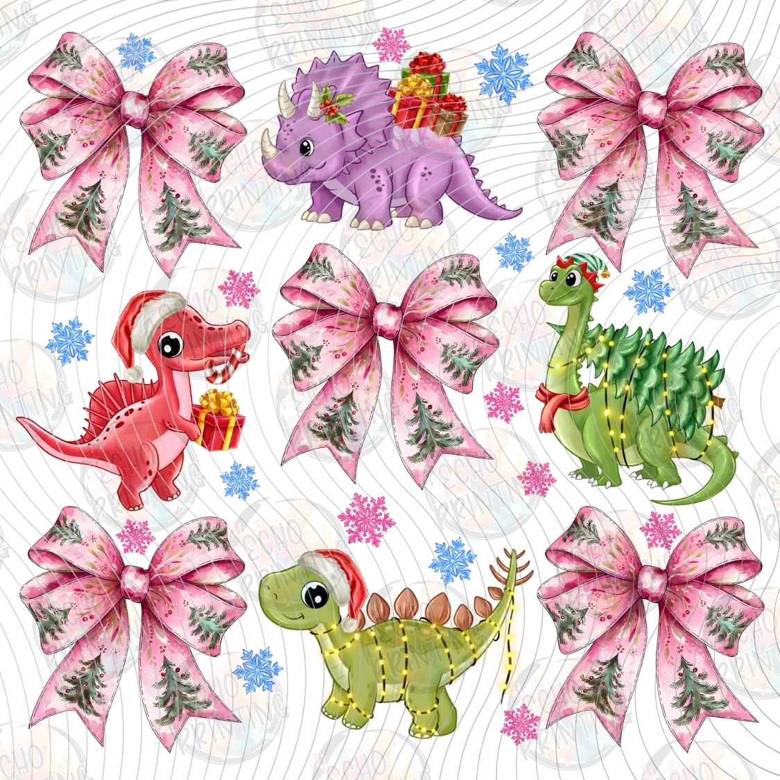 WNXM 3094 - CHRISTMAS DINO BOWS