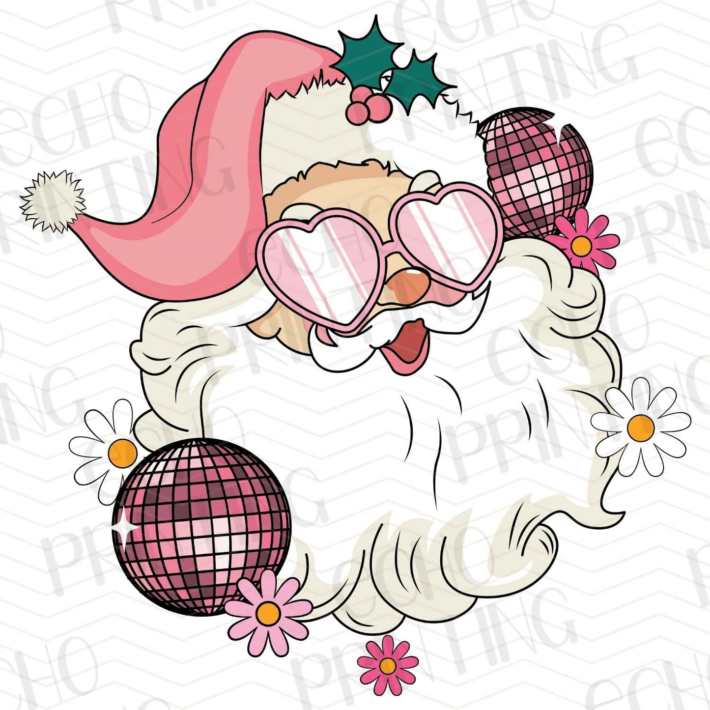 WNXM 31 – COOL SANTA FACE WITH PINK GLASSES AND FLOWERS