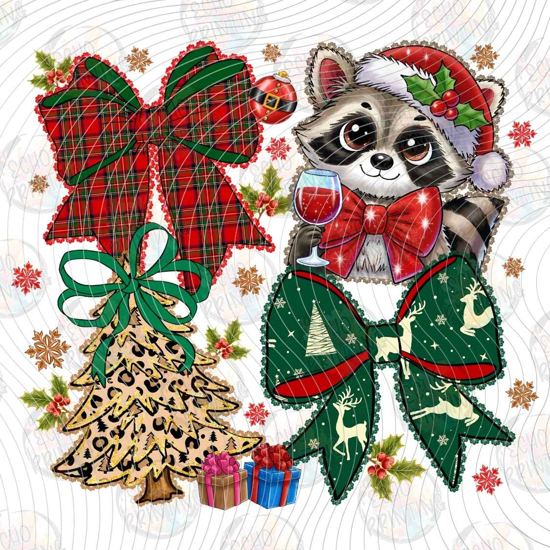 WNXM 3133 - CHRISTMAS RACCOON BOW