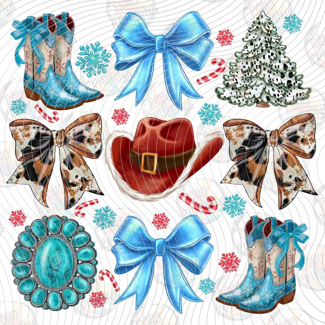 WNXM 3149 - BLUE CHRISTMAS BOW COLLAGE