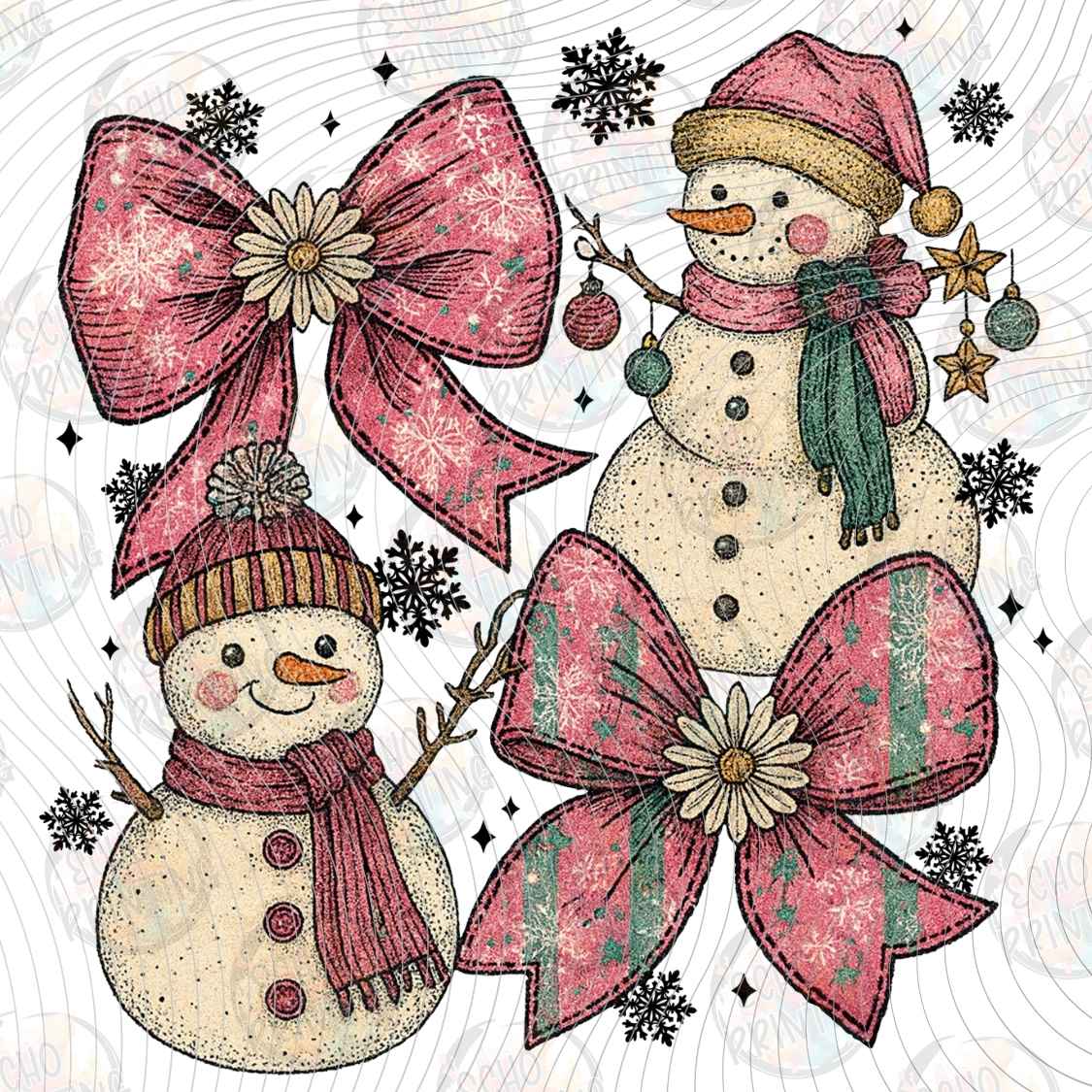 WNXM 3443 - SNOWMAN CHRISTMAS BOW