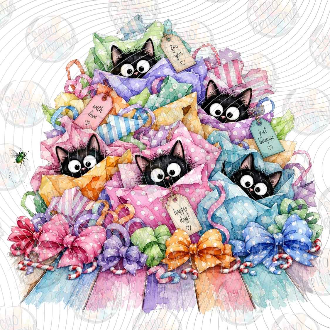 WNXM 3599 - PASTEL CHRISTMAS BLACK CATS