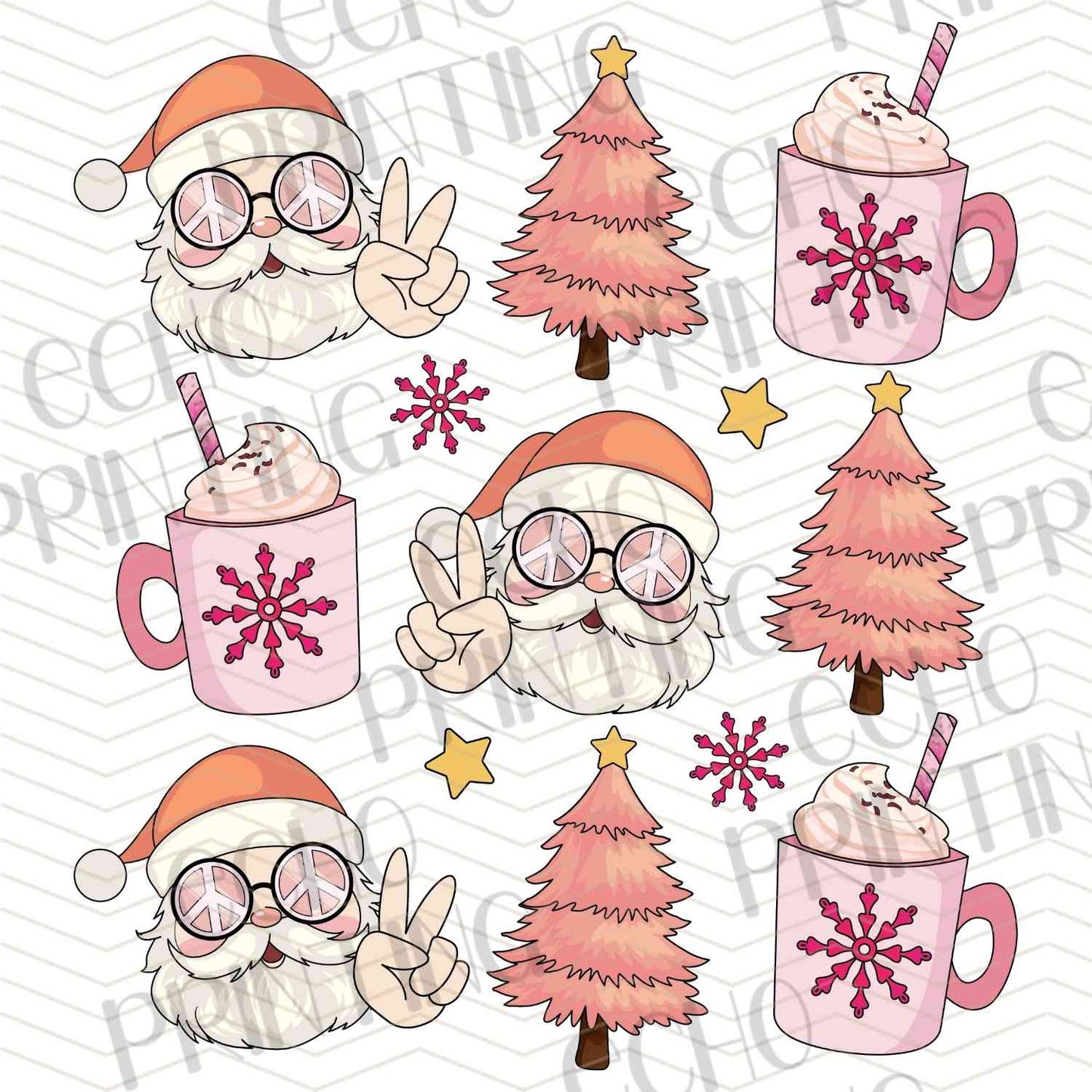 WNXM 407 - PINK CHRISTMAS ICONS SANTA TREE GINGERBREAD