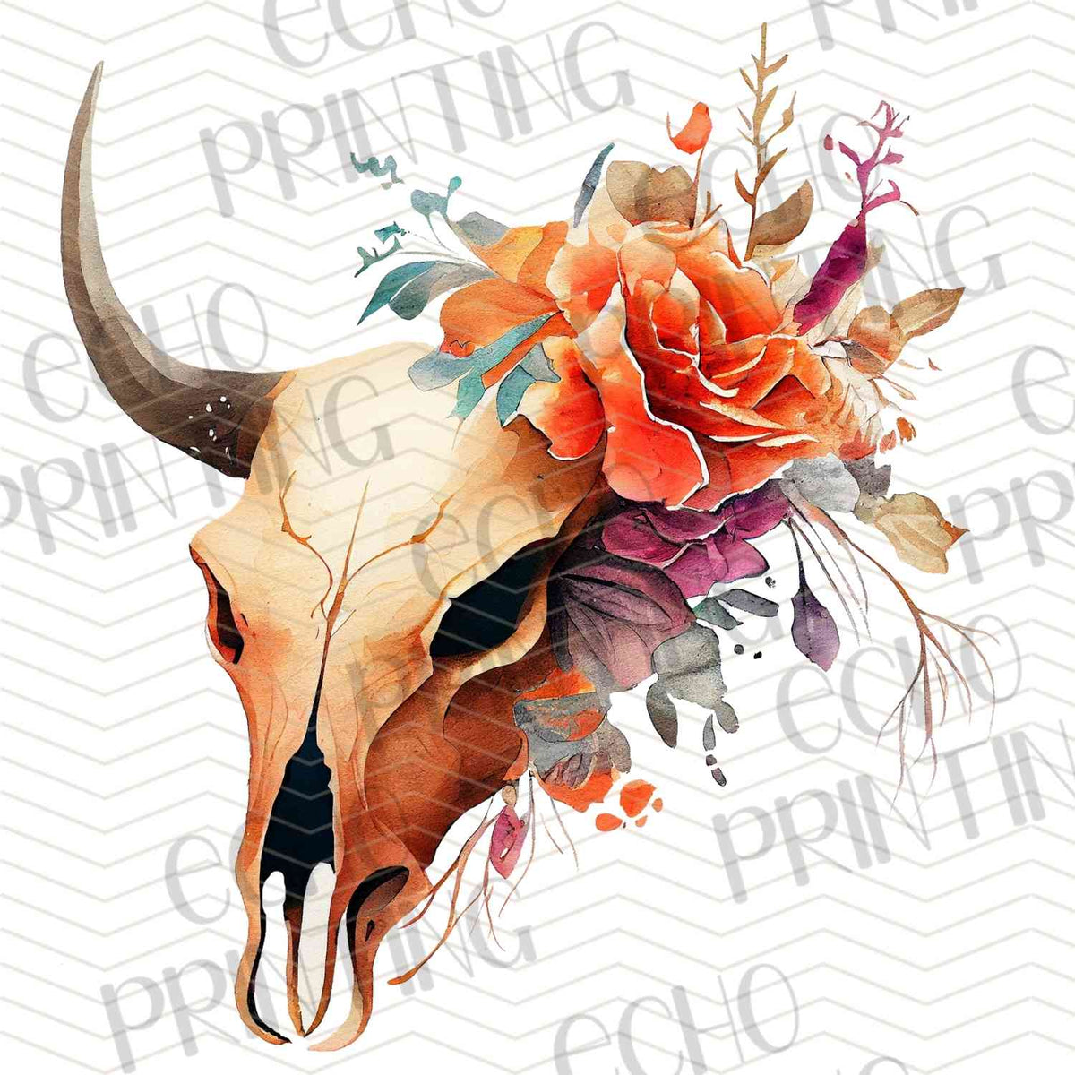WSTNG 101 - FLORAL LONGHORN SKULL