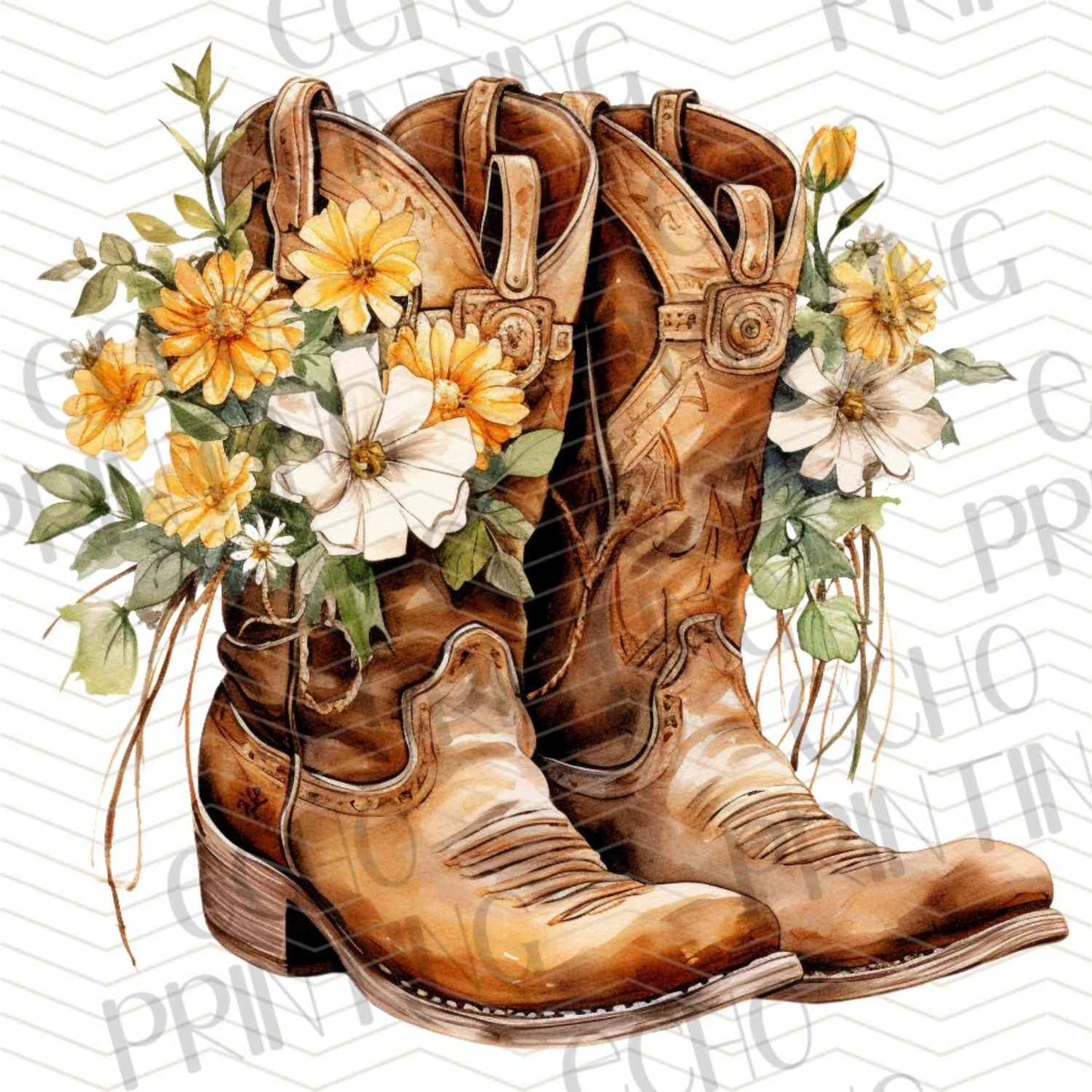 WSTNG 173 - FLORAL COWBOY BOOTS SUNFLOWER