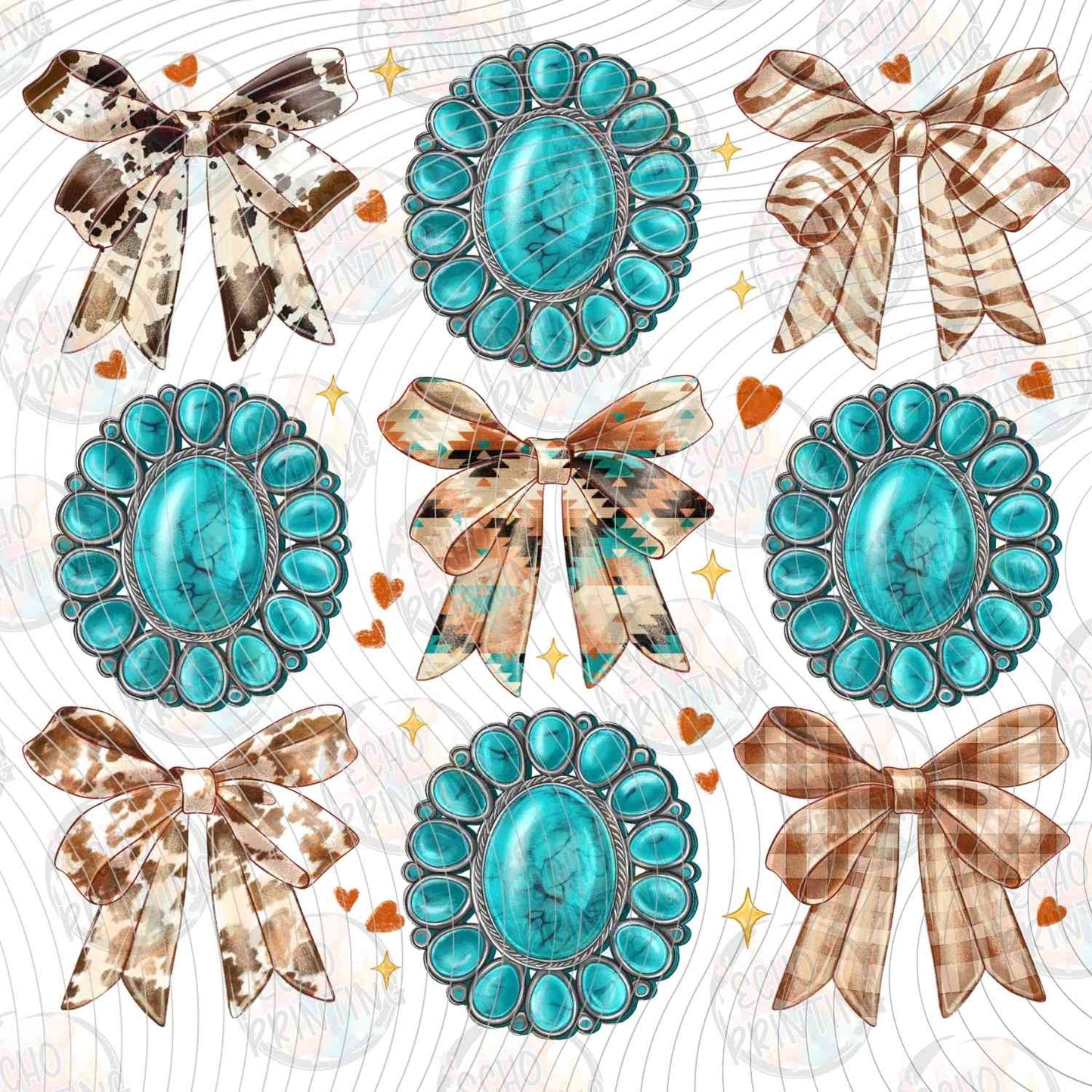 WSTNG 238 - WESTERN TURQUOISE AND LEOPARD BOWS