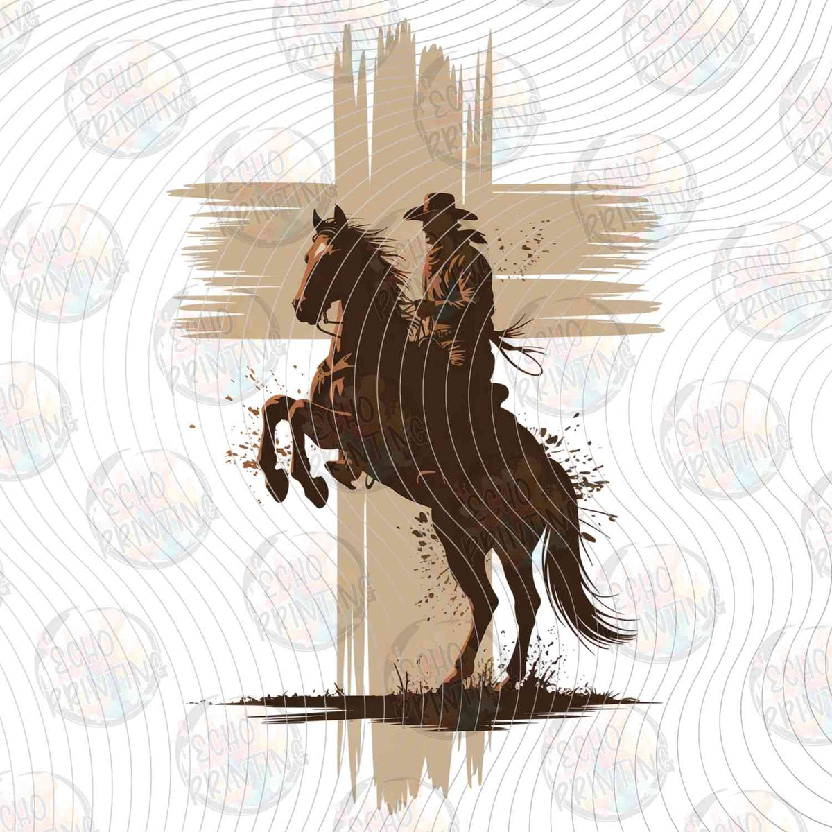 WSTNG 252 - COWBOY ON HORSE CROSS SILHOUETTE