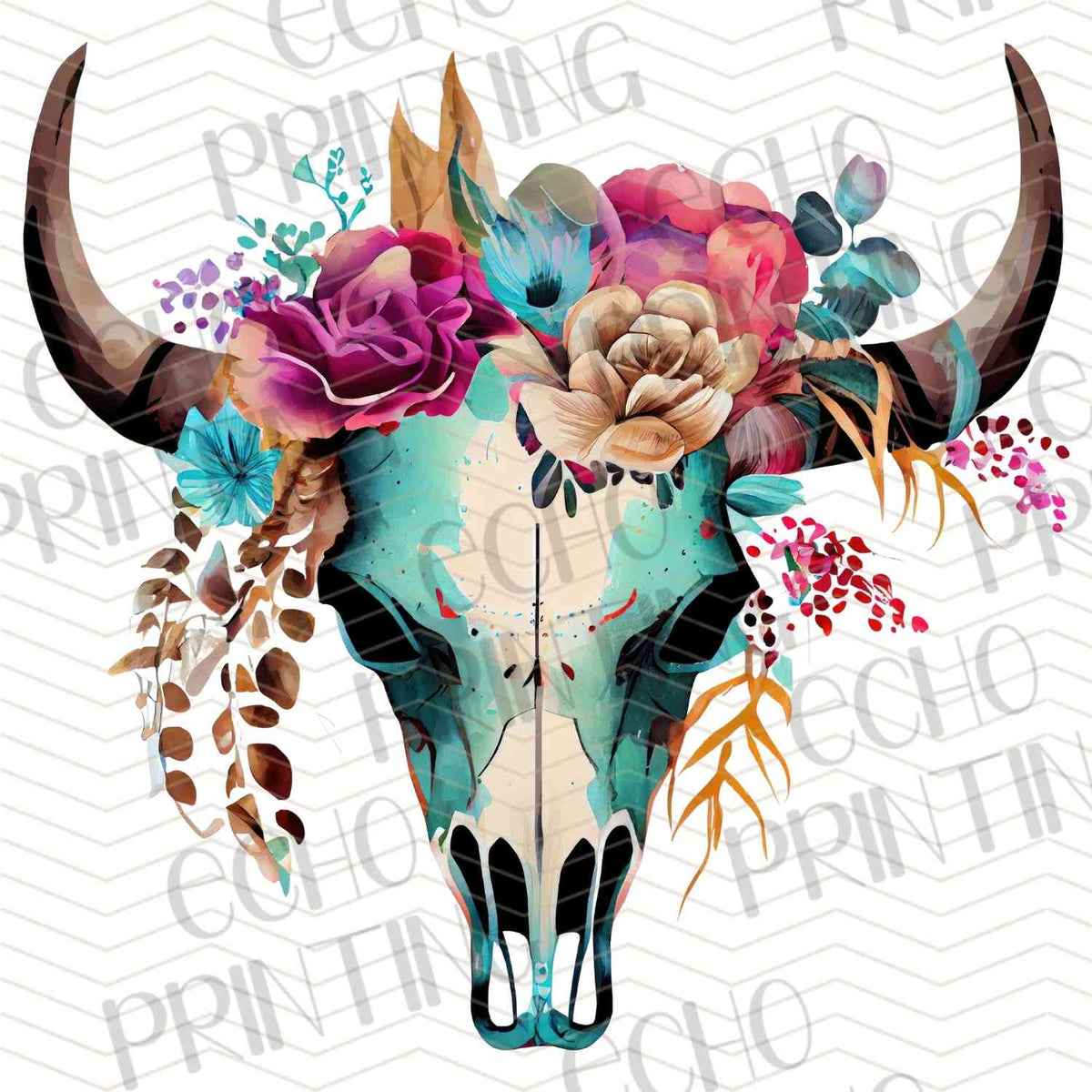 WSTNG 96 - FLORAL LONGHORN SKULL