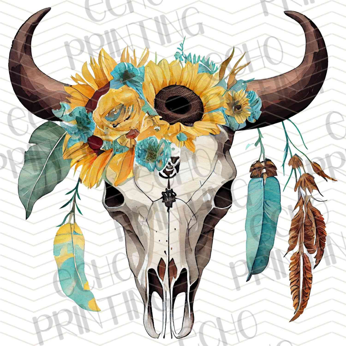 WSTNG 97 - SUNFLOWER LONGHORN SKULL