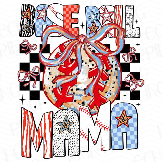BSB 112 – BASEBALL MAMA RED WHITE BLUE