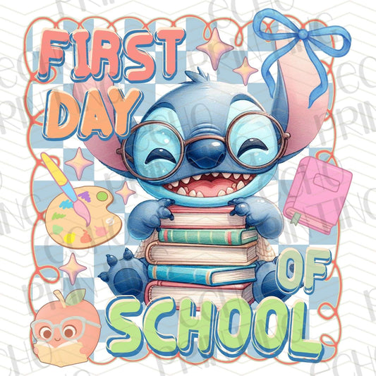 BTS 126 - BLUE ALIEN FIRST DAY OF SCHOOL STACK OF BOOKS
