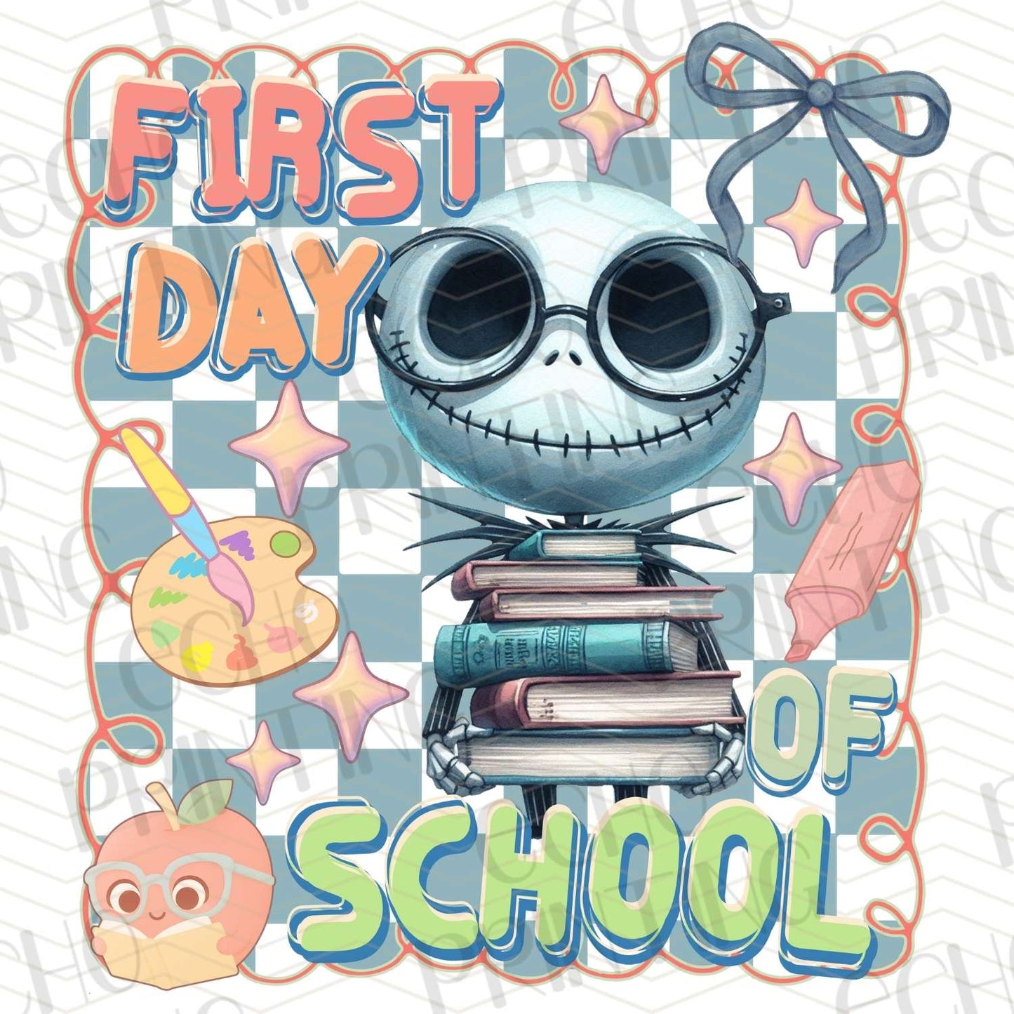BTS 140 - SKELETON FACE FIRST DAY OF SCHOOL BOOK STACK