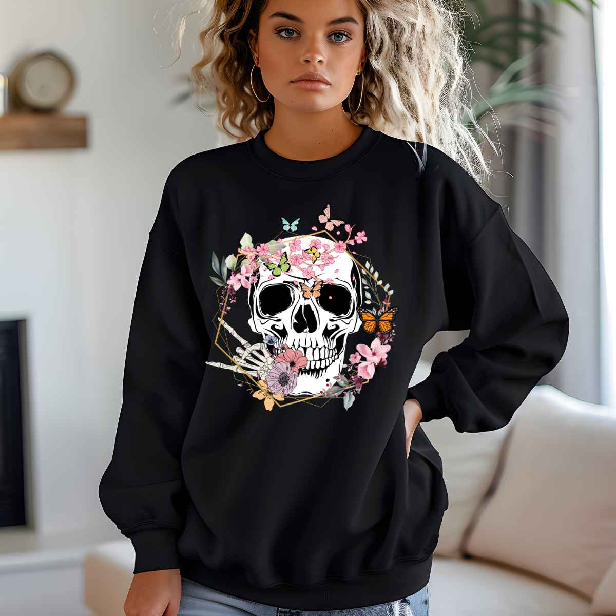 E45631 - Pink Floral Skull