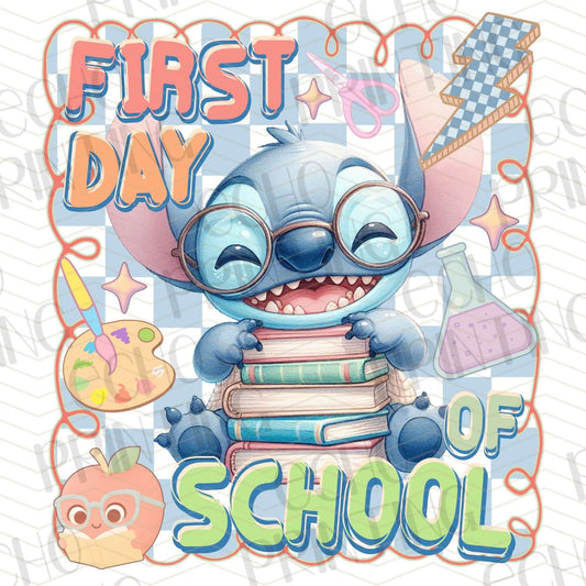 BTS 162 - BLUE ALIEN FIRST DAY OF SCHOOL WITH STACK OF BOOKS