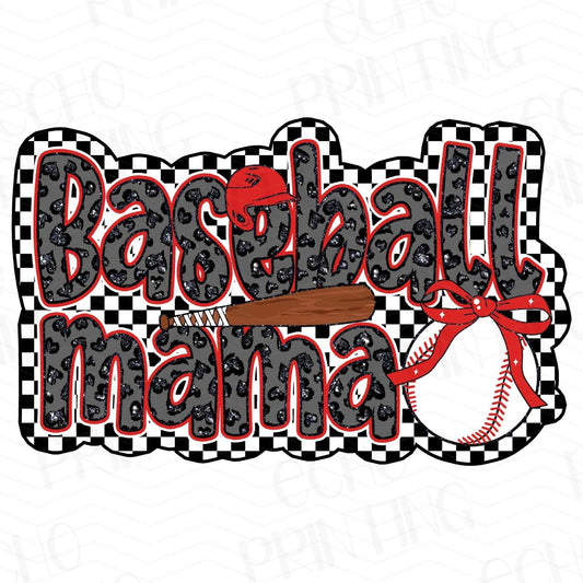 BSB 163 – BASEBALL MAMA RED CHECK