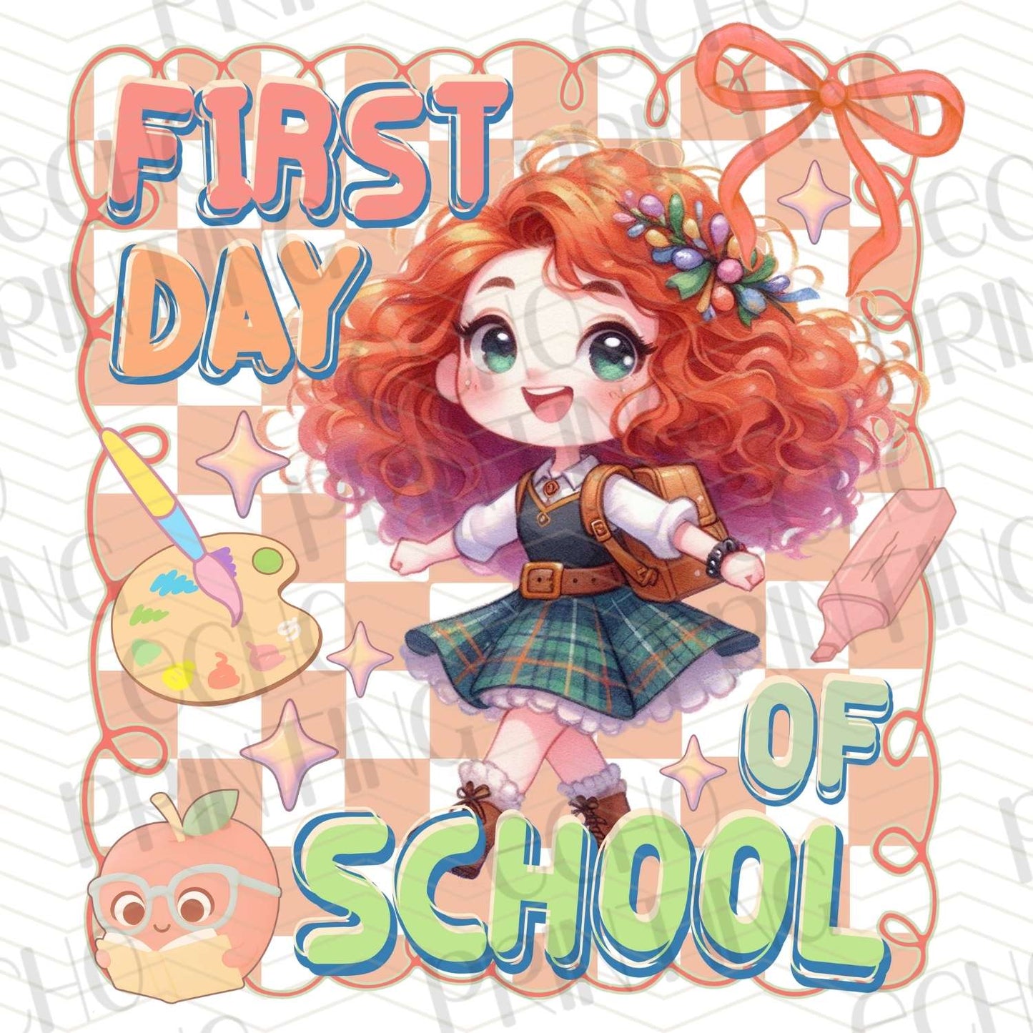 BTSG 167 - CURLY REDHEAD PRINCESS FIRST DAY OF SCHOOL