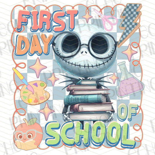 BTSG 175 - SKELETON FACE FIRST DAY OF SCHOOL STACKED BOOKS
