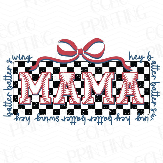 BSB 179 – MAMA BASEBALL CHECKERED STRIPE